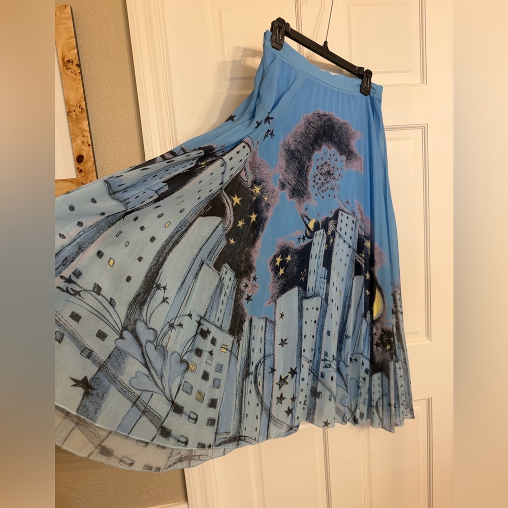 FARROW Blue Cityscape Print Skirt - so unique